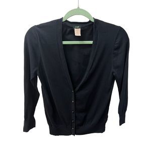 Jcrew Black Cardigan V-neck button up Long sleeve 0207